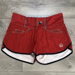 INKnBURN Red Denim Performance Lined Running Shorts Size 6